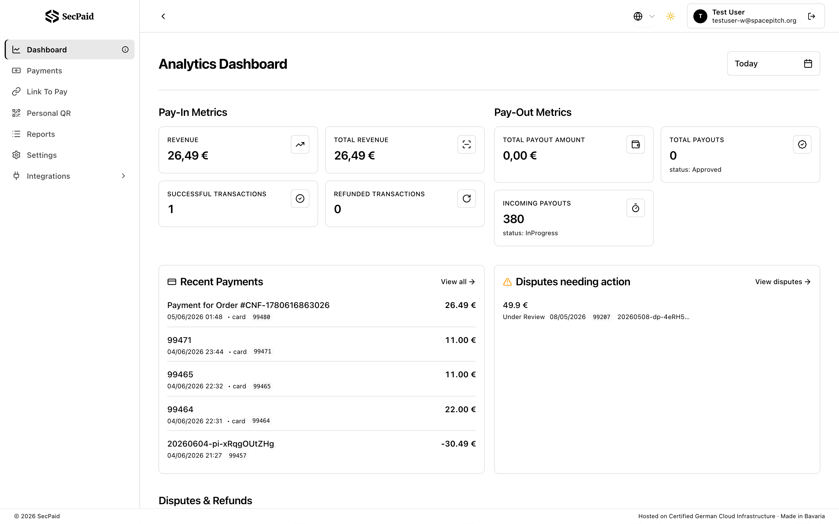 SecPaid WebApp Dashboard